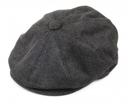 Flat cap - Jaxon Herringbone Newsboy Cap (donker grijs)