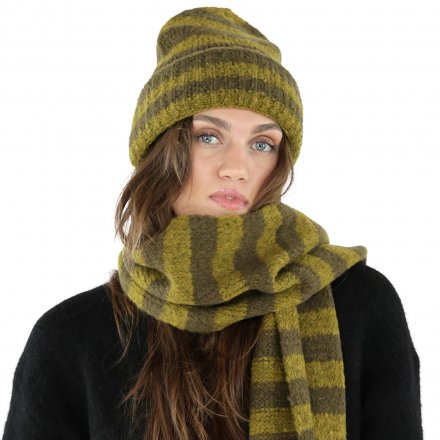 Sjaals - Gårda Grindelwald Striped Wool Mix Scarf (groente)