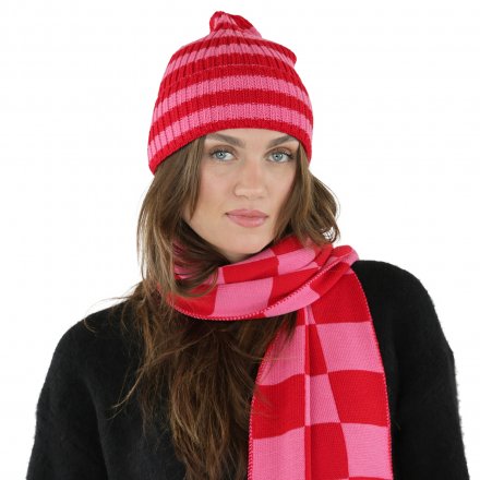 Sjaals - Gårda Kitzbühel Merino Wool Check Scarf (rood/roze)