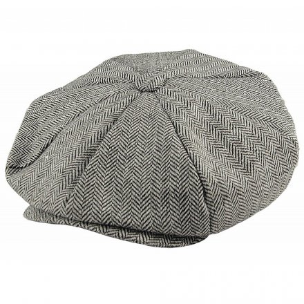 Flat cap - Jaxon Hats Herringbone Big Apple Cap (grijs)