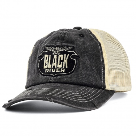 Kap - Black River Eagle Washed Trucker (zwart/crème)