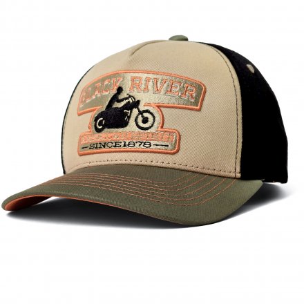 Kap - Black River Motorcycle Trucker (beige/zwart/groen)