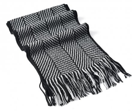 Sjaals - Gårda ZigZag Knitted Tassel Scarf (Zwart/Wit)