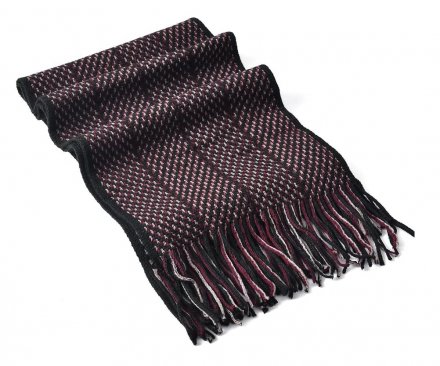 Sjaals - Gårda ZigZag Knitted Tassel Scarf (Zwart/Rood)