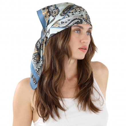 Sjaaltje - Gårda Paisley Satin Scarf (blauw)