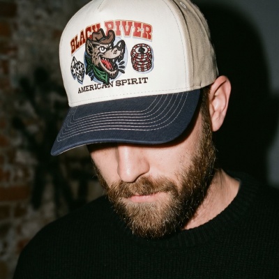 Kap - Black River Gambler Cotton Cap (gebroken wit/beige/marineblauw)