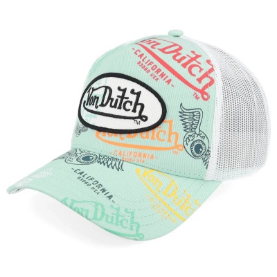 Kap - Von Dutch Grafitti Trucker (muntgroen/wit)