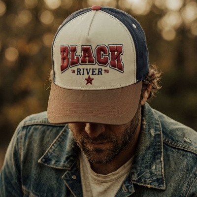 Kap - Black River Texas Cotton Cap (crème/marineblauw/bruin)