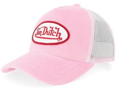 Kap - Von Dutch Oval Patch Velour Trucker (roze)