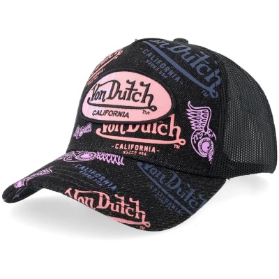 Kap - Von Dutch Oval Patch Text Print Trucker (zwart)