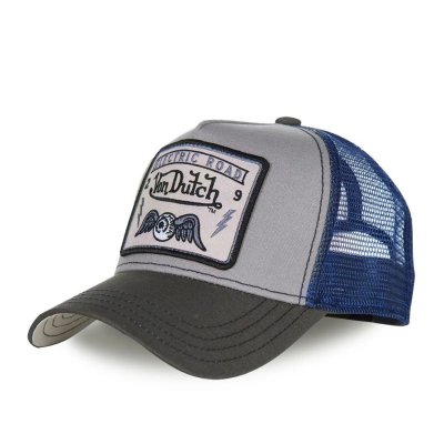 Kap - Von Dutch Square Patch Trucker (blauw/grijs)