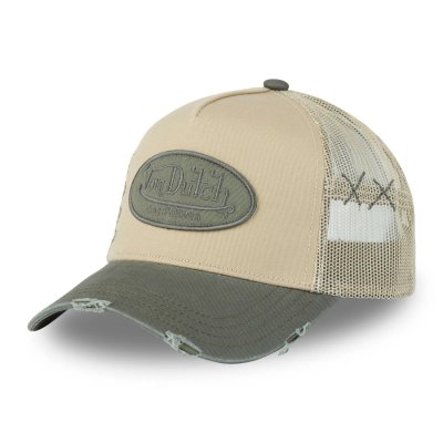 Kap - Von Dutch Oval Patch Trucker (beige/groen)