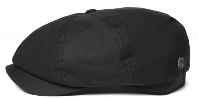 Flat cap - Jaxon Hats British Millerain Waxed Cotton Flat Cap (zwart)