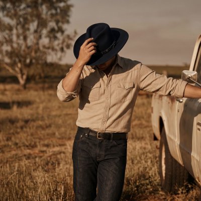 Hoeden - Gårda Bowmont Crushable Wool felt Western hat (blauw)