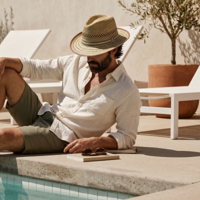 Stro hoed - Gårda Agulo Natural Straw Trilby (naturel/crème)