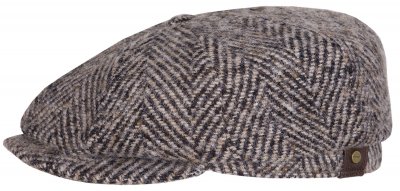 Flat cap - Stetson Hatteras Herringbone (zwart/beige)