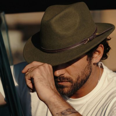 Hoeden - Gårda Vicenza Crushable Wool felt Fedora (groente)