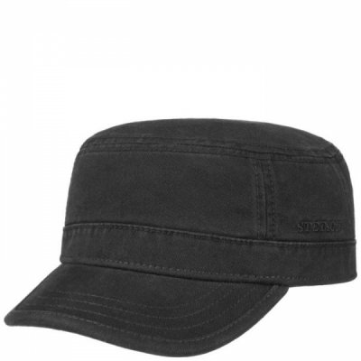 Flat cap - Stetson Army Cap Cotton (zwart)