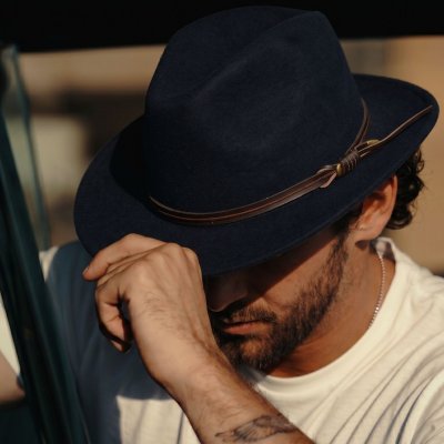 Hoeden - Gårda Vicenza Crushable Wool felt Fedora (blauw)