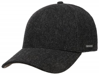 Caps - Stetson Wool Herringbone Baseball Cap (zwart)