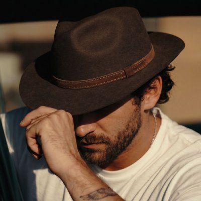 Hoeden - Gårda Tropea Fedora Wool Hat (bruin)