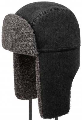 Pilotenmuts - Bomber Cap Denim Garage Theme (zwart)