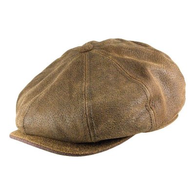 Flat cap - Stetson Burney Leather Flat Cap (bruin)
