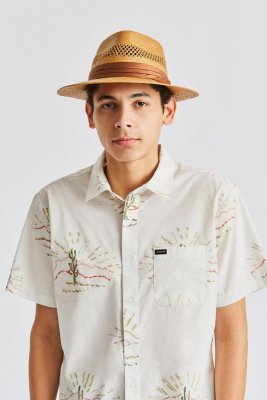 Hoeden - Brixton Goodman Straw Fedora (bruin)