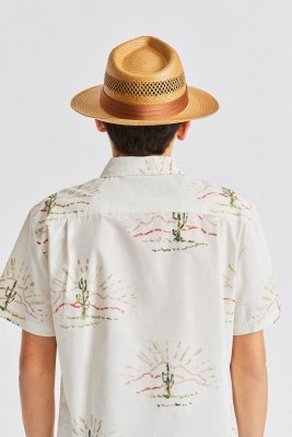Hoeden - Brixton Goodman Straw Fedora (bruin)
