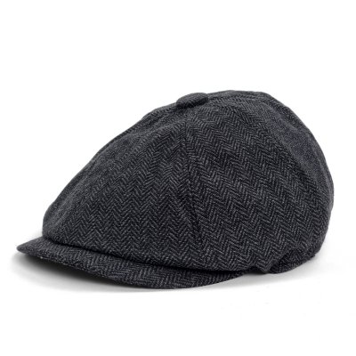 Flat cap - Gårda Aberdour Newsboy (zwart/grijs)