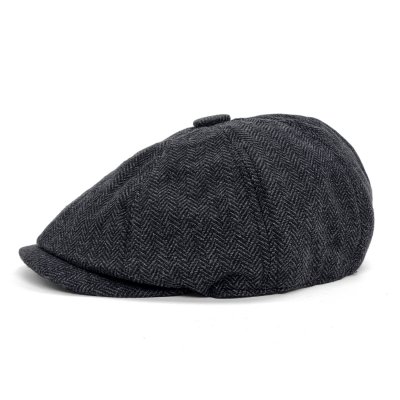 Flat cap - Gårda Aberdour Newsboy (zwart/grijs)
