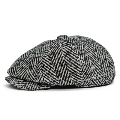 Flat cap - Gårda Coulter Newsboy (zwart/wit)