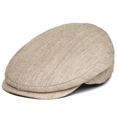Flat cap - Gårda Edington Striped Sixpence (beige)