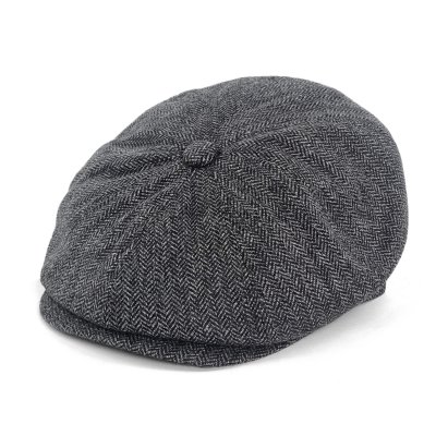 Flat cap - Gårda Premium Oakham Wool Newsboy (zwart/wit)