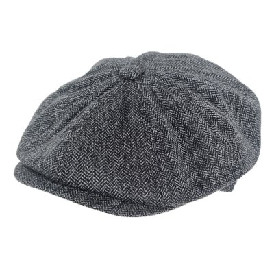 Flat cap - Gårda Premium Oakham Wool Newsboy (zwart/wit)