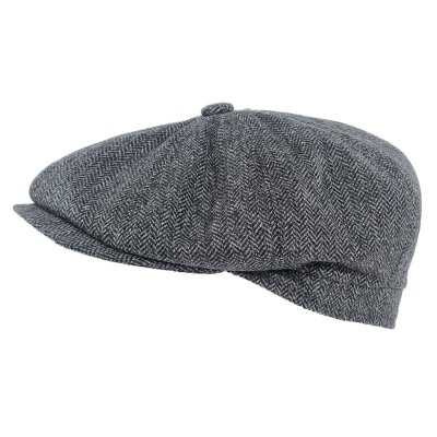 Flat cap - Gårda Premium Oakham Wool Newsboy (zwart/wit)