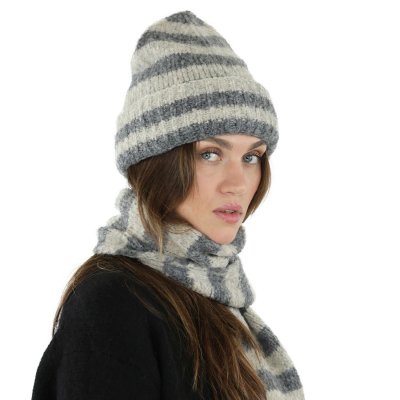 Sjaals - Gårda Grindelwald Striped Wool Mix Scarf (beige/grijs)
