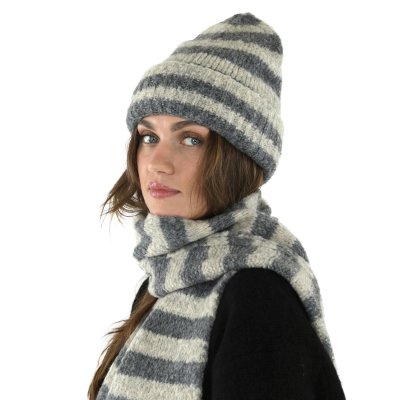 Muts - Gårda Lech Striped Wool Mix Beanie (beige/grijs)