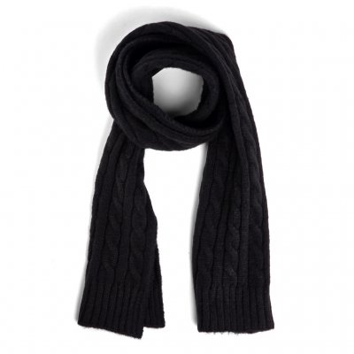 Sjaals - Gårda Sölden Cable Knit Wool Mix Scarf (zwart)