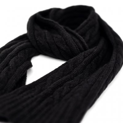 Sjaals - Gårda Sölden Cable Knit Wool Mix Scarf (zwart)