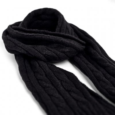 Sjaals - Gårda Sölden Cable Knit Wool Mix Scarf (zwart)