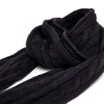Sjaals - Gårda Sölden Cable Knit Wool Mix Scarf (zwart)
