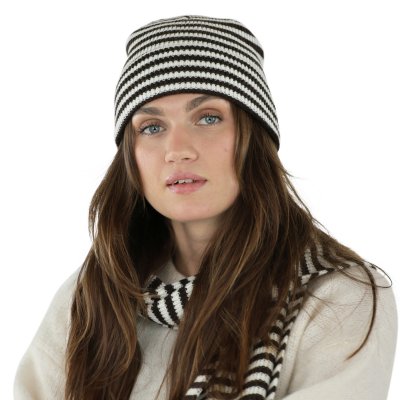 Sjaals - Gårda Engelberg Striped Wool Mix Scarf (bruin/wit)