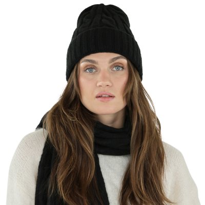 Sjaals - Gårda Sölden Cable Knit Wool Mix Scarf (zwart)