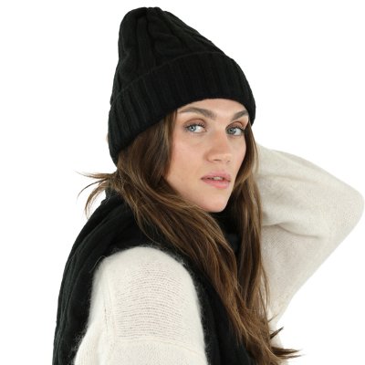 Sjaals - Gårda Sölden Cable Knit Wool Mix Scarf (zwart)
