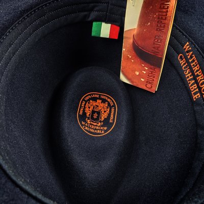 Hoeden - Gårda Braga Wool felt Fedora (marineblauw)