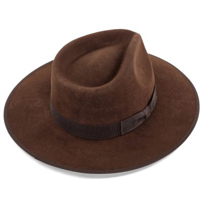Hoeden - Gårda Mapleton Wide brimmed Fedora (bruin)