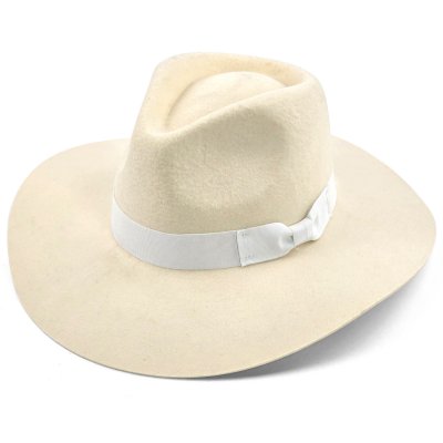 Hoeden - Gårda Marcola Wide brimmed Fedora (wit)