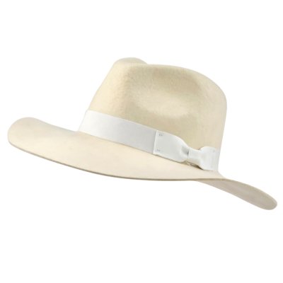 Hoeden - Gårda Marcola Wide brimmed Fedora (wit)