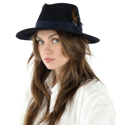 Hoeden - Gårda Molinella Crushable Wool felt Fedora (blauw)